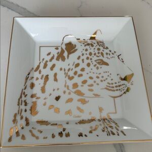 Cartier Gold and White Leopard Decorative Trinket Dish